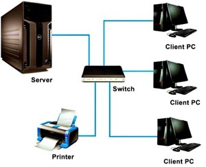 Diagram of a client server network.